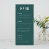 Modern Boho Arch Green Grey Typography Wedding Menu (Staand voorkant)