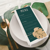 Modern Boho Arch Green Grey Typography Wedding Menu