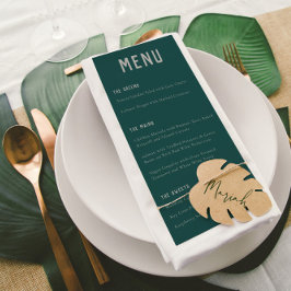 Modern Boho Arch Green Grey Typography Wedding Menu