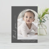 Modern Boho Arch | Grijs Dank je foto geboorte Aankondiging (Staand voorkant)