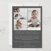 Modern Boho Arch | Grijs Dank je foto geboorte Aankondiging (Achterkant)