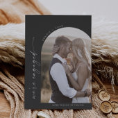 Modern Boho Arch | Grijze foto-Verloving Aankondiging