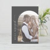 Modern Boho Arch | Grijze foto-Verloving Aankondiging (Staand voorkant)