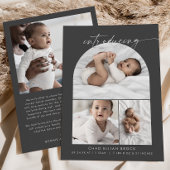 Modern Boho Arch | Grijze fotocollage geboorte Aankondiging