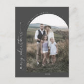 Modern Boho Arch | Grijze kerstfoto Feestdagenkaart (Voorkant)