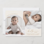 Modern Boho Arch | Hallo Baby 3 Fotogeboorte van C Aankondiging (Voorkant)