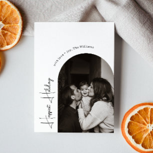 Modern Boho Arch Happiest Feestdagen Verticale fot Feestdagenkaart