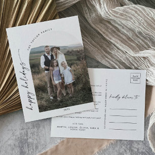 Modern Boho Arch Holiday Foto Jaar in Review Feestdagenkaart