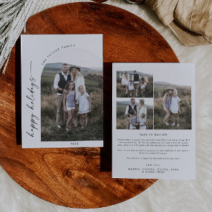 Modern Boho Arch Holiday Foto Jaar in Review Feestdagenkaart