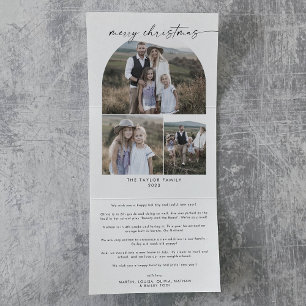Modern Boho Arch Merry kerstfoto Collage Drieluik Wenskaart