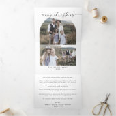 Modern Boho Arch Merry kerstfoto Collage Drieluik Wenskaart (Binnen)