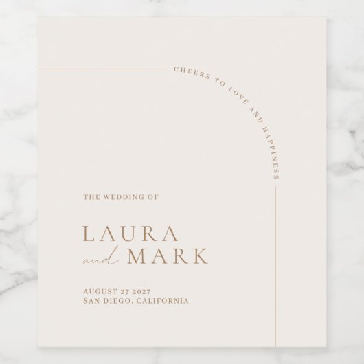 Modern Boho Arch Minimalist Wedding Wijn Etiket (Enkel label)