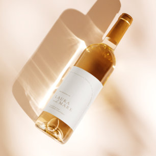 Modern Boho Arch Minimalist Wedding Wijn Etiket