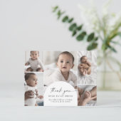 Modern Boho Arch Multi Foto bedankt jullie geboort Aankondigingskaart (Staand voorkant)