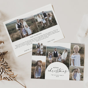 Modern Boho Arch Multi Foto Familie Nieuwst Kerstm Feestdagenkaart