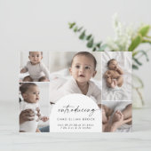 Modern Boho Arch Multi Photo Birth Aankondiging (Staand voorkant)