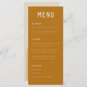 Modern Boho Arch Ochre Oranje Typografie Weddensch Menu (Voorkant / Achterkant)