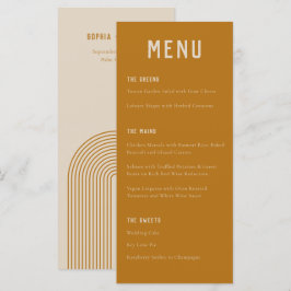Modern Boho Arch Ochre Oranje Typografie Weddensch Menu