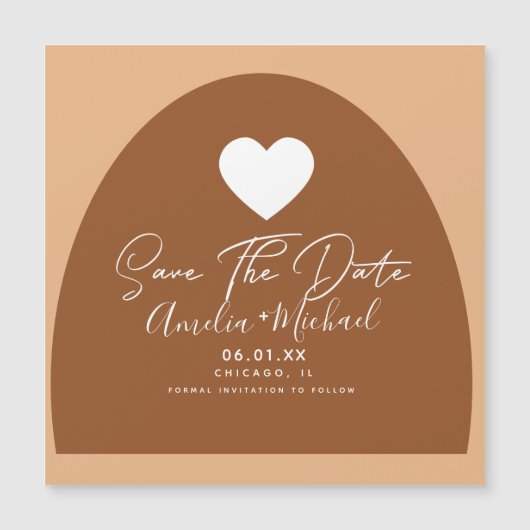 Modern Boho Arch Organic Shape Heart Save the Date (Voorkant)