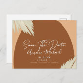 Modern Boho Arch Organic Shape Pampa Save the Date Briefkaart (Voorkant / Achterkant)