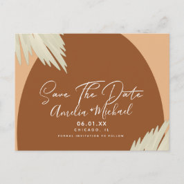 Modern Boho Arch Organic Shape Pampa Save the Date Briefkaart