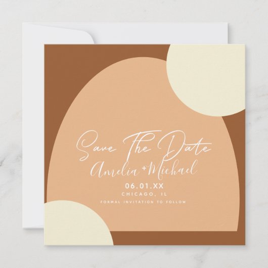 Modern Boho Arch Organic Shapes Save the Date Kaart (Voorkant)