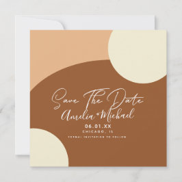 Modern Boho Arch Organic Shapes Tan Save the Date Kaart