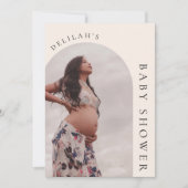 Modern Boho Arch Photo Baby shower Invitation Kaart (Voorkant)