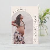 Modern Boho Arch Photo Baby shower Invitation Kaart (Staand voorkant)