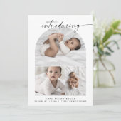 Modern Boho Arch Photo Collage Birth Aankondiging (Staand voorkant)