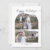 Modern Boho Arch Photo Collage Familie Feestdagenkaart (Voorkant)