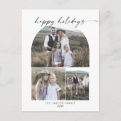 Modern Boho Arch Photo Collage Familie Feestdagenkaart (Voorkant)
