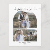 Modern Boho Arch Photo Collage Family New Jaren Feestdagenkaart (Voorkant)