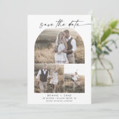 Modern Boho Arch Photo Collage Save The Date (Staand voorkant)