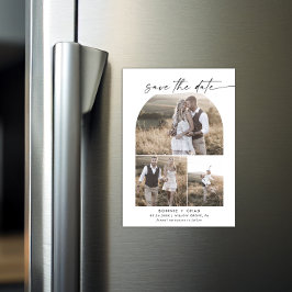 Modern Boho Arch Photo Collage Save the Date Magnetische Uitnodiging