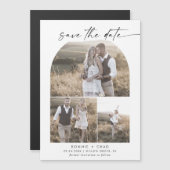 Modern Boho Arch Photo Collage Save the Date Magnetische Uitnodiging (Voorkant / Achterkant)