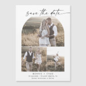 Modern Boho Arch Photo Collage Save the Date Magnetische Uitnodiging (Voorkant)
