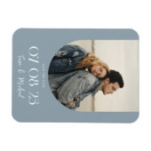 Modern Boho Arch Photo Dusty Blue Save the Date Magneet (Horizontaal)