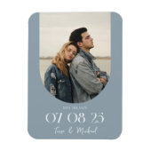 Modern Boho Arch Photo Dusty Blue Save the Date Magneet (Verticaal)