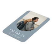 Modern Boho Arch Photo Dusty Blue Save the Date Magneet (Linkerzijde)