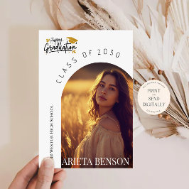 Modern Boho Arch Photo Graduation Announcement  Kaart