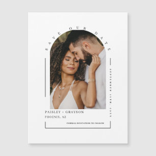 Modern Boho Arch Photo Save Our Date Magnetic Kaar