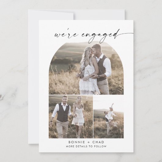 Modern Boho Arch proposal Photo Collage Verloving Aankondiging (Voorkant)