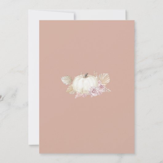 Modern Boho Arch Pumpkin Het is een meisje Baby sh Kaart (Achterkant)