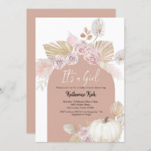 Modern Boho Arch Pumpkin Het is een meisje Baby sh