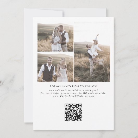 Modern Boho Arch QR Code Foto Save The Date (Achterkant)