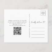 Modern Boho Arch QR Code Photo Save the Date Uitnodiging Briefkaart (Achterkant)