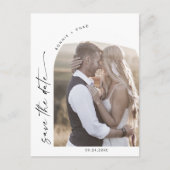 Modern Boho Arch QR Code Photo Save the Date Uitnodiging Briefkaart (Voorkant)