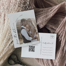 Modern Boho Arch QR Code Photo Save the Date