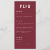 Modern Boho Arch Red Beige Typography Wedding Menu (Voorkant)
